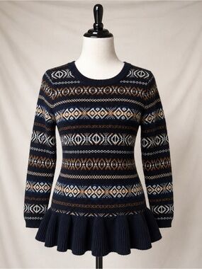 Outback Red Navy Fair Isle Peplum Sweater
